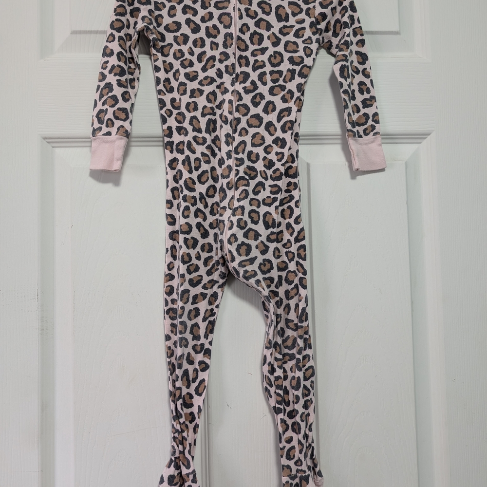 Old Navy Brown and Pink Leopard Print Footie One Piece